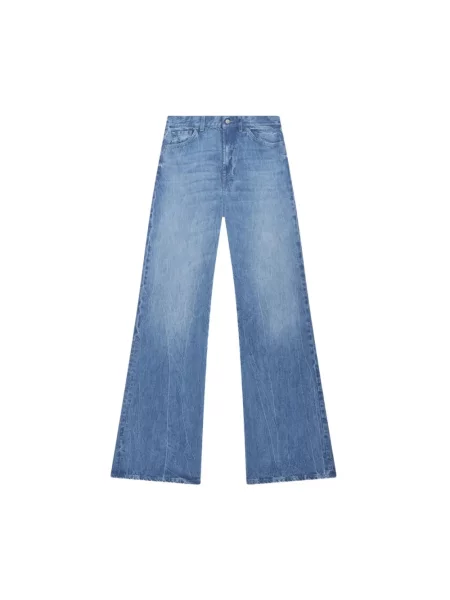 Szerokie jeansy Dondup z bursztynem niebieskie