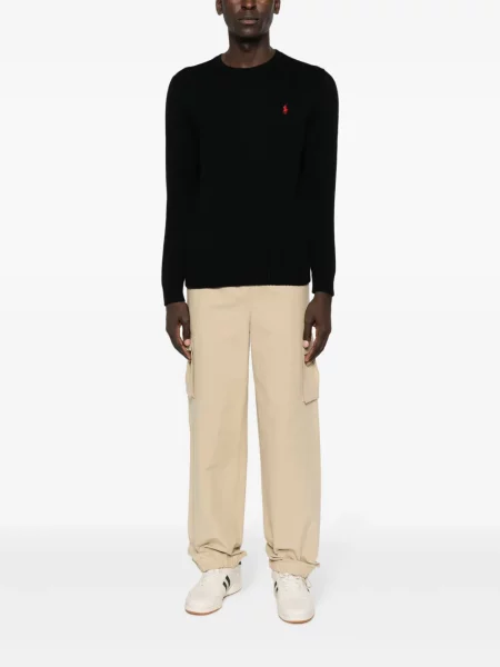Svetr Polo Ralph Lauren s výšivkou s kulatým výstřihem hnědý