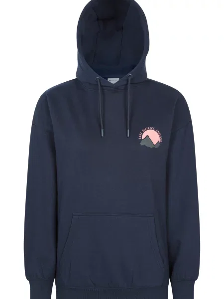 Bluza z nadrukiem Lake District o luźnym kroju Navy granatowa