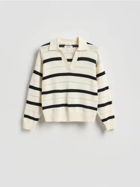 Reserved Pulover polo cu adaos de in crem