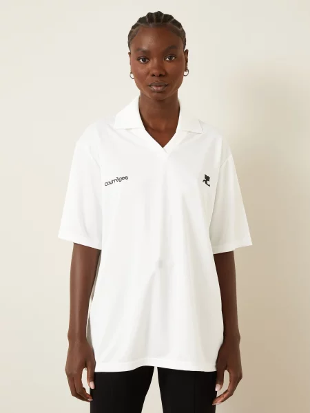 Courrèges Oversized Koszulka Polo Z Dżerseju weiss białe