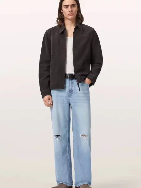 AllSaints jeansy straight LENNY niebieskie