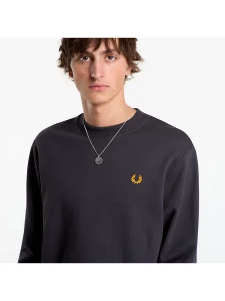 Hanorac crewneck Fred Perry cu decolteu rotund gri