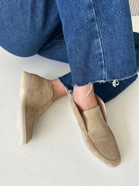 Замшеві Лофери бежевий