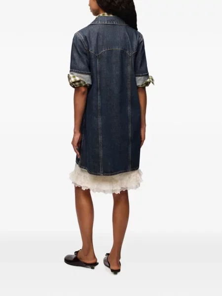 Rochie din denim Ganni albastru