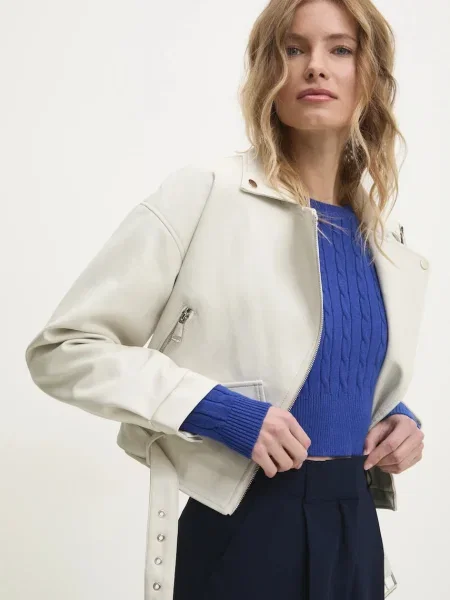 Рокерско яке Answear Lab преходен модел бяло