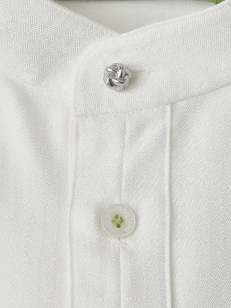 Tricou Shanghai Tang cu model herringbone alb