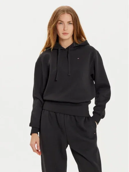 Суичър с качулка Tommy Hilfiger с качулка черно