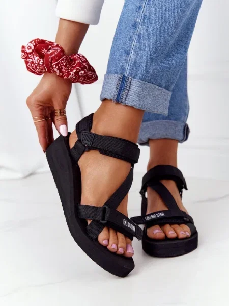 Sandale Big Star Shoes cu platformă negru