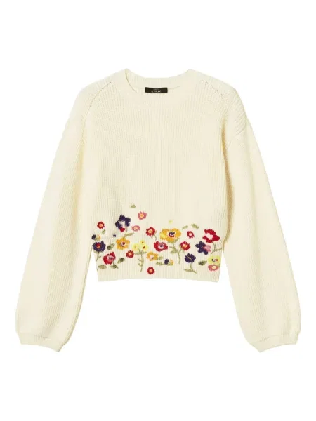 Pulover Twinset cu model floral alb