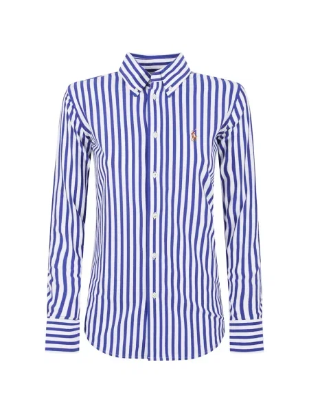 Długa koszula Polo Ralph Lauren w paski garniturowa niebieska