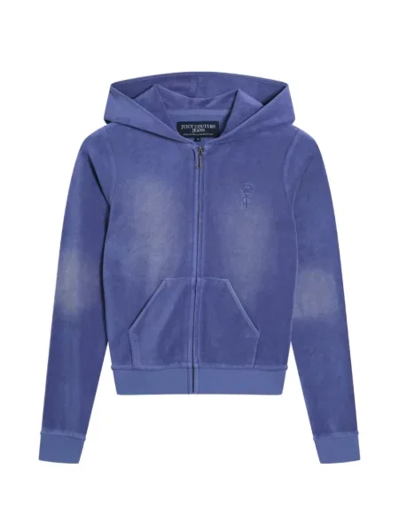 Hanorac cu glugă Juicy Couture din velur albastru