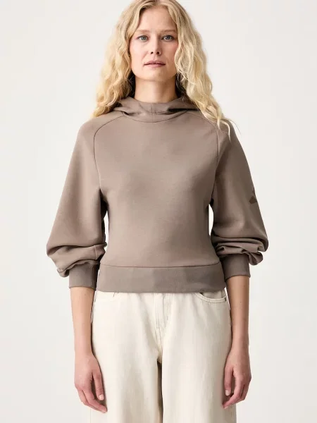 Adidas hanorac cu glugă pentru femei cu modal Soft Lux maro