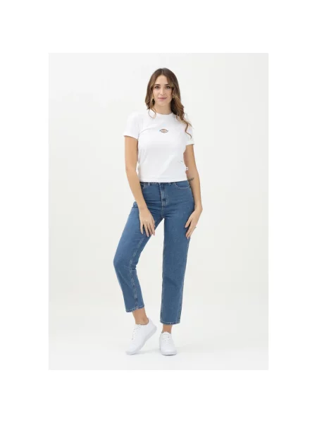 Dickies Jeansy Kobieta Denim Logo Tył Kieszeń Regular Fit Jeansy niebieski