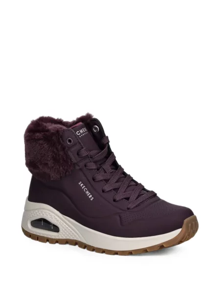 Кожена тапицерия боти до глезена Skechers с козина виолетово