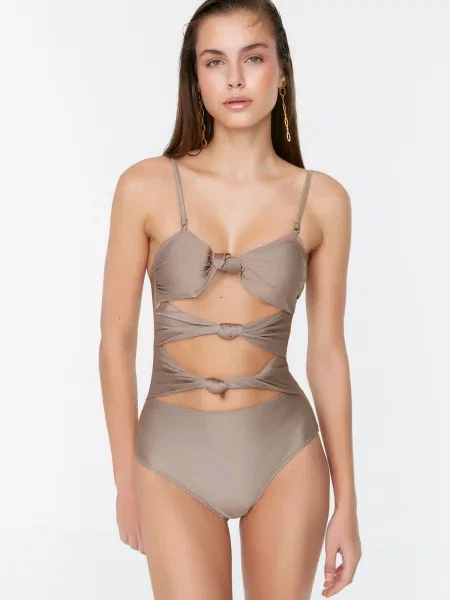 Costum de baie Trendyol nurcă maro