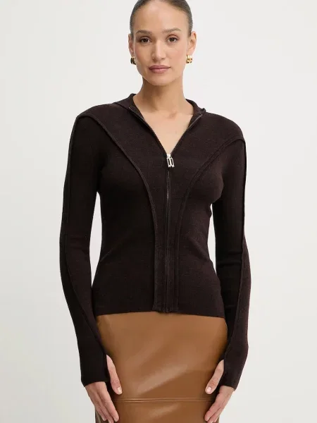 Lekki kardigan Victoria Beckham wełniany brązowy