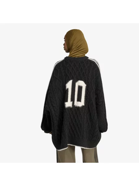 Pulover adidas Cableknit Sweater Black/ Chalk White Universal alb