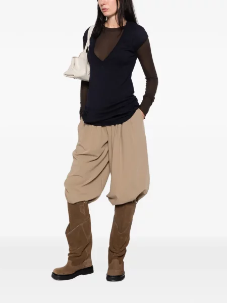 Vlněný top Paloma Wool s výstřihem do v modrý