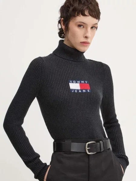 Golf golf Tommy Jeans elegancki w paski czarny