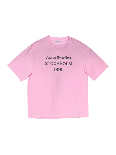 Koszulka Acne Studios z logo różowa