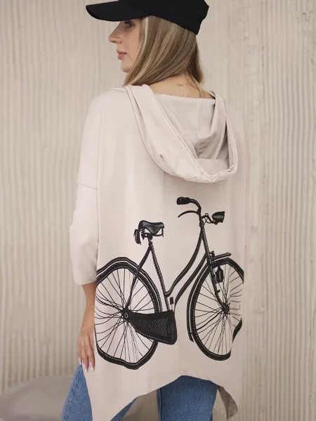 Kolesarjenje pulover Kesi s potiskom bež
