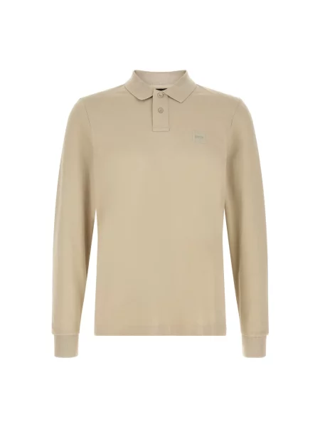 Boss Koszulka Polo Z Dżerseju Passerby Slim Fit beige beżowa