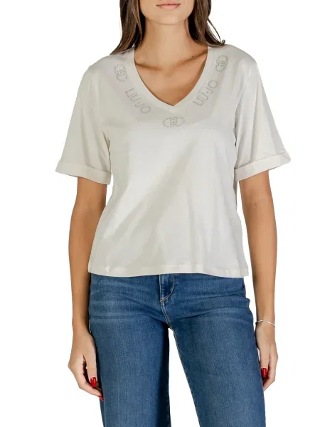 Тениска Liu Jo с V-образно деколте синьо