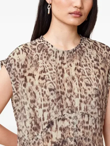 Rochie Allsaints cu imagine cu model leopard de costum maro