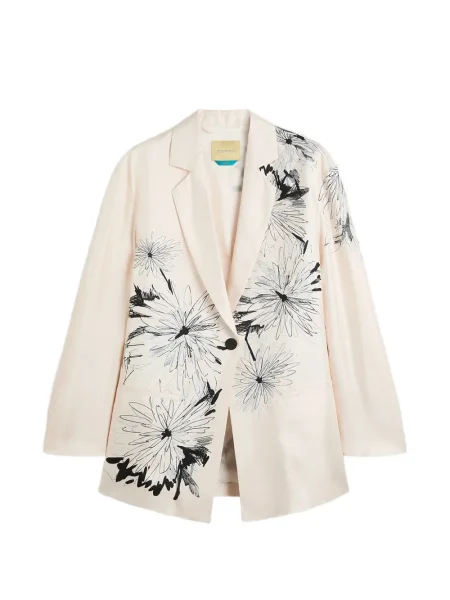 Sacou Momoni cu model floral cu imagine alb