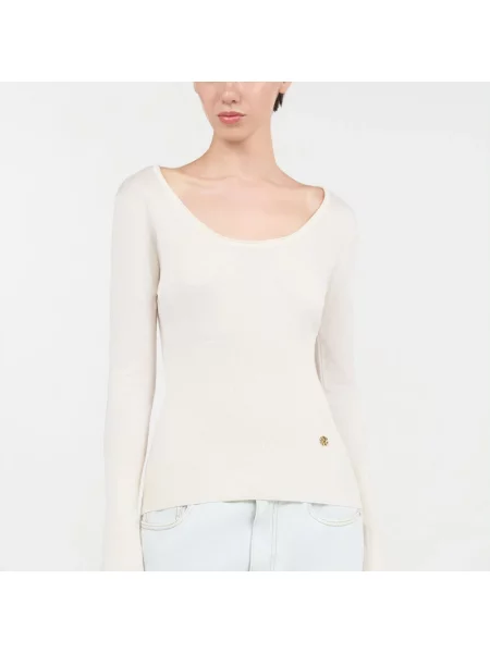 Sweter Roberto Cavalli z długim rękawem beżowy