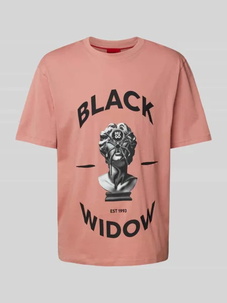 T-shirt o kroju oversized z okrągłym dekoltem model ‘Dostalgi’ Hugo