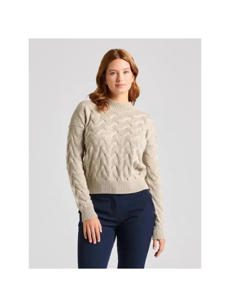 Sweter W Warkoczowy Wzór Slam Seawool Ws beżowy