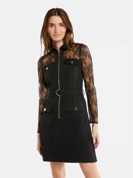 Рокля Morgan къса с кройка по тялото черно