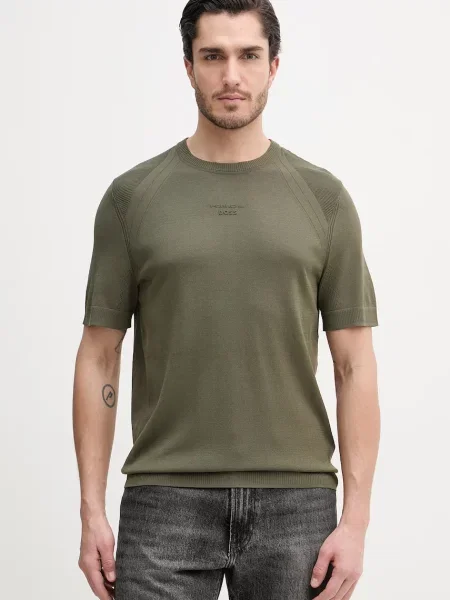 BOSS Green tricou cu mânecă lungă BOSS X PORSCHE verde