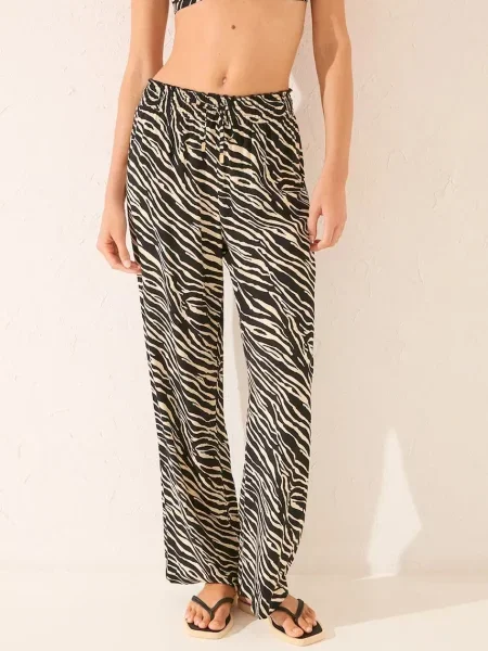 Штани women'secret широкі висока посадка чорний