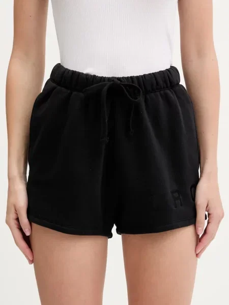 IRO pantaloni scurți din cu imprimeu high waist negru