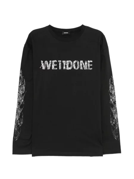 Tricou We11done din dantelă cu autograf negru
