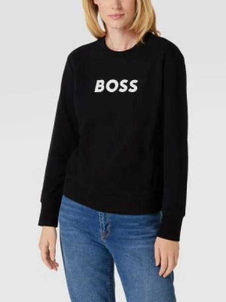 BOSS bluza różowy z nadrukiem czarna