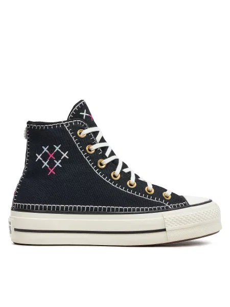Tenisice Converse Chuck Taylor All Star Lift Crafted Stitching Platform Hi crna