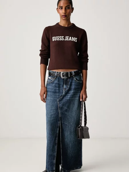 Guess Jeans fustă cu crăpătură din denim