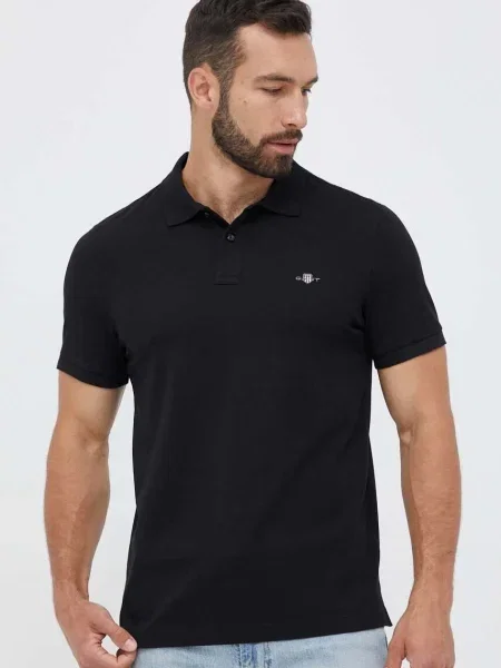 Bombažen polo Gant črna