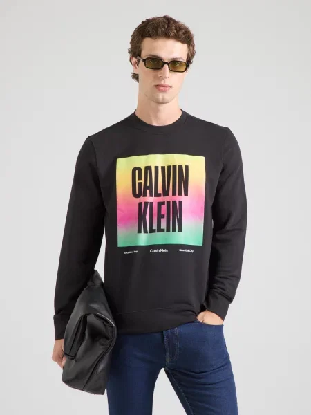 Calvin Klein Jeans Mikina PRIDE žltá / svetlozelená / ružová čierna