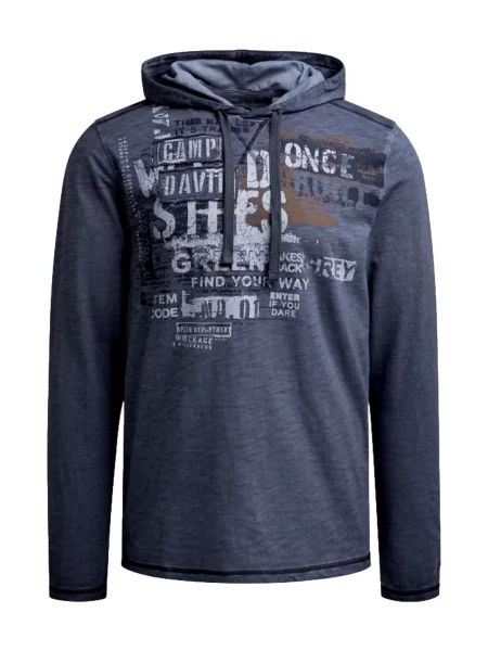 CAMP DAVID Sweater majica morsko plava / mornarsko plava / smeđa bijela