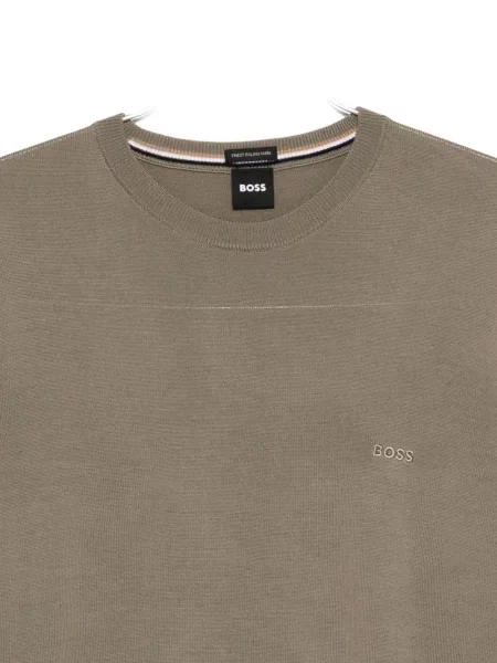 Pulover Boss cu broderie cu decolteu rotund maro
