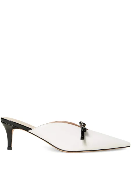 Papuci tip mules Twinset din piele alb