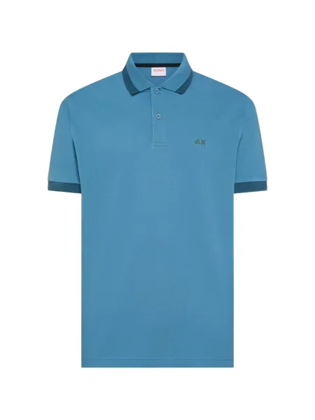 Tricou polo Sun68 cu autograf albastru