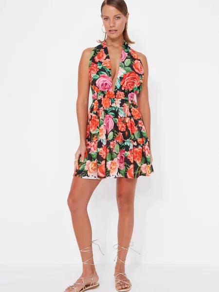 Rochie mini Trendyol cu model floral țesută