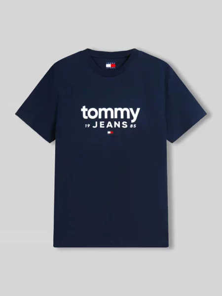 T-shirt o kroju relaxed fit z czystej bawełny z napisem z logo Tommy Jeans granatowa