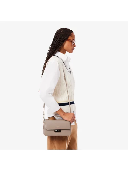 Lacoste Skórzana Torba Na Ramię Champs-Élysées beżowa